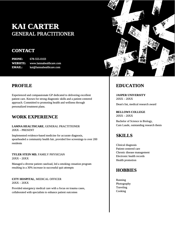 Graphic header professional resume